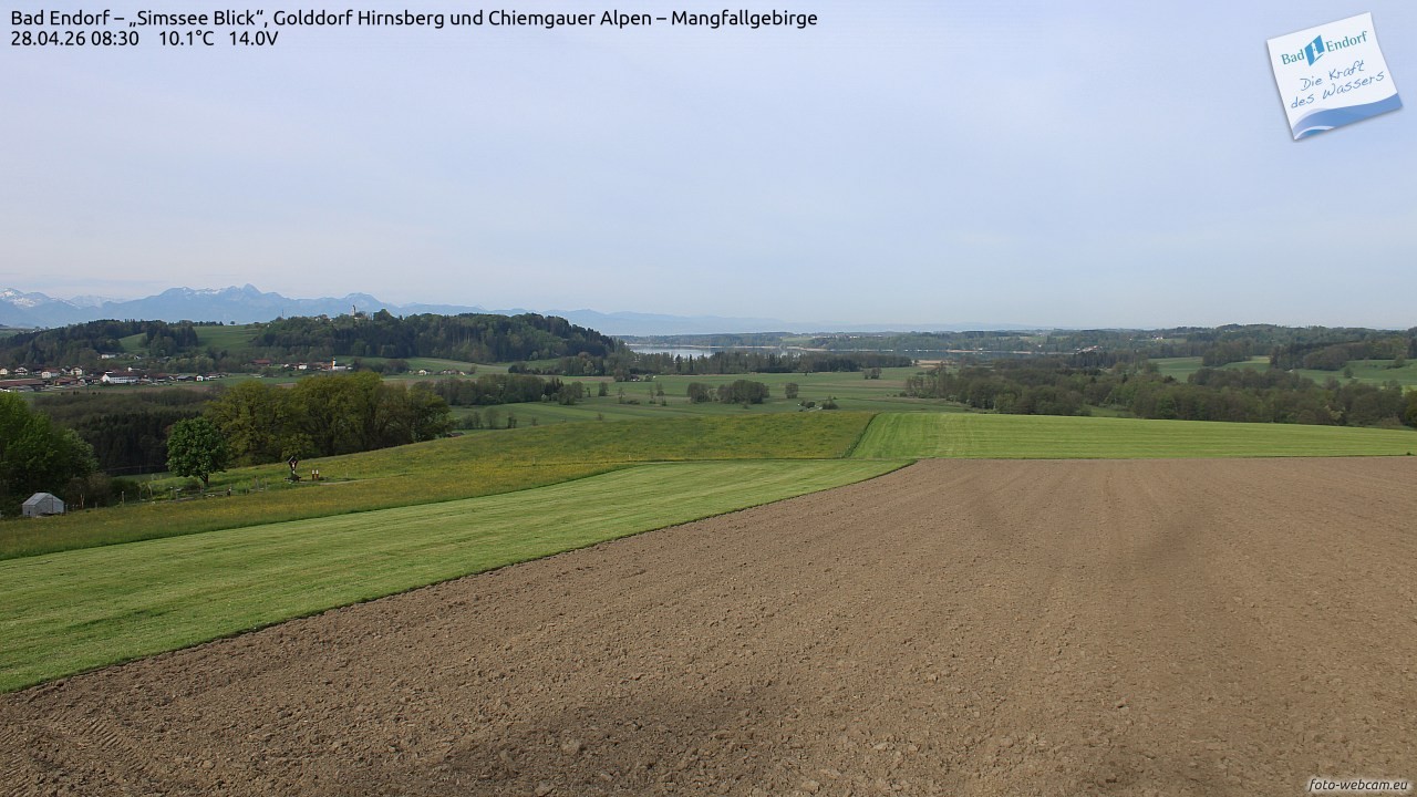 Archiv Foto Webcam Bad Endorf - Blick über den Simssee auf Wendelstein
