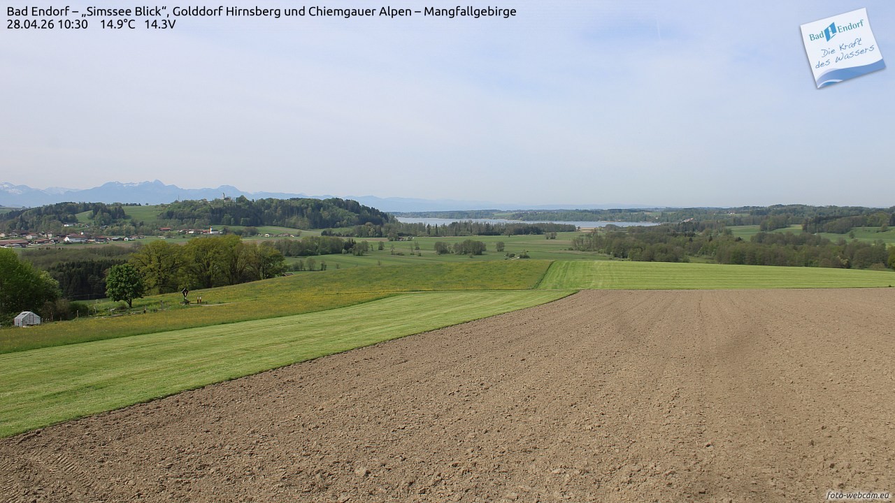 Archiv Foto Webcam Bad Endorf - Blick über den Simssee auf Wendelstein
