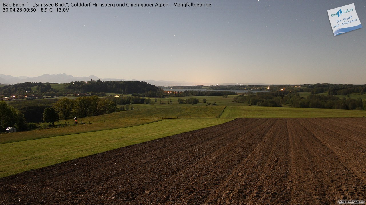 Archiv Foto Webcam Bad Endorf - Blick über den Simssee auf Wendelstein