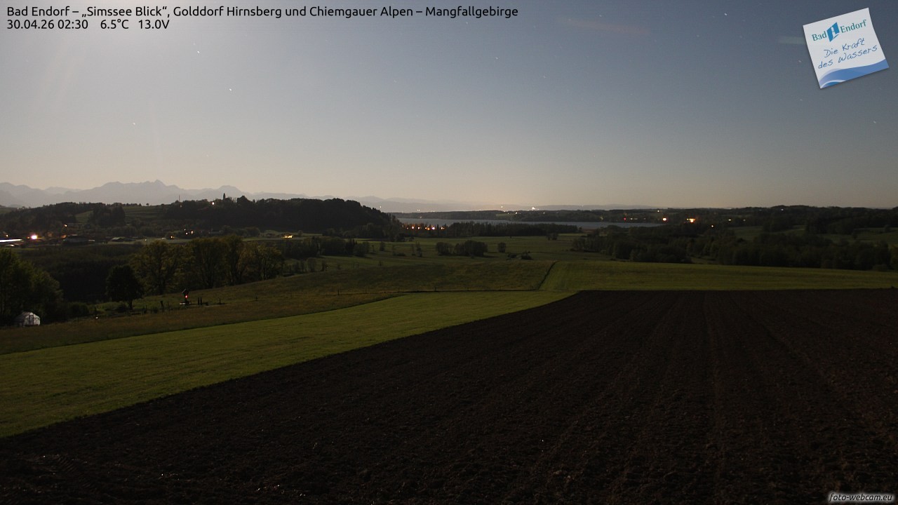 Archiv Foto Webcam Bad Endorf - Blick über den Simssee auf Wendelstein