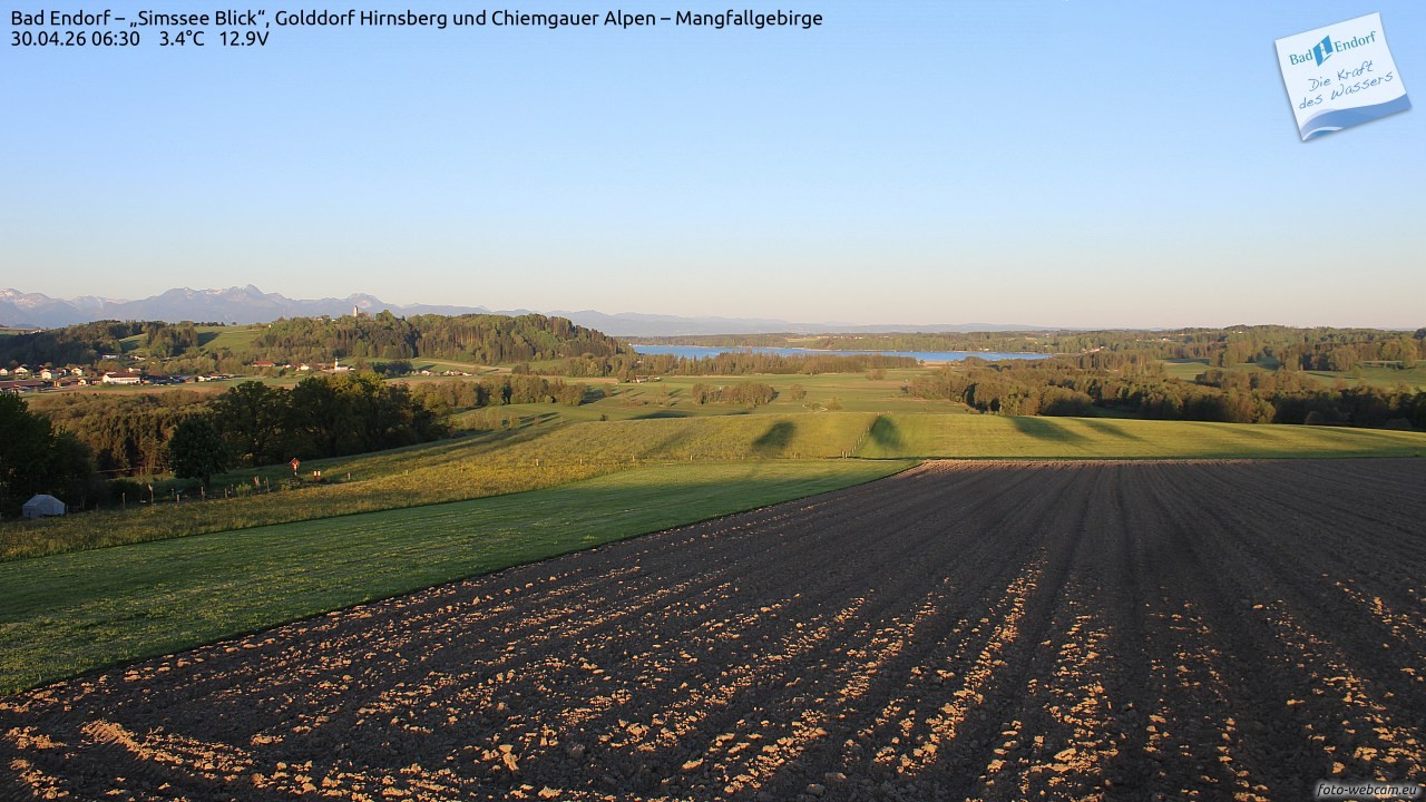 Archiv Foto Webcam Bad Endorf - Blick über den Simssee auf Wendelstein