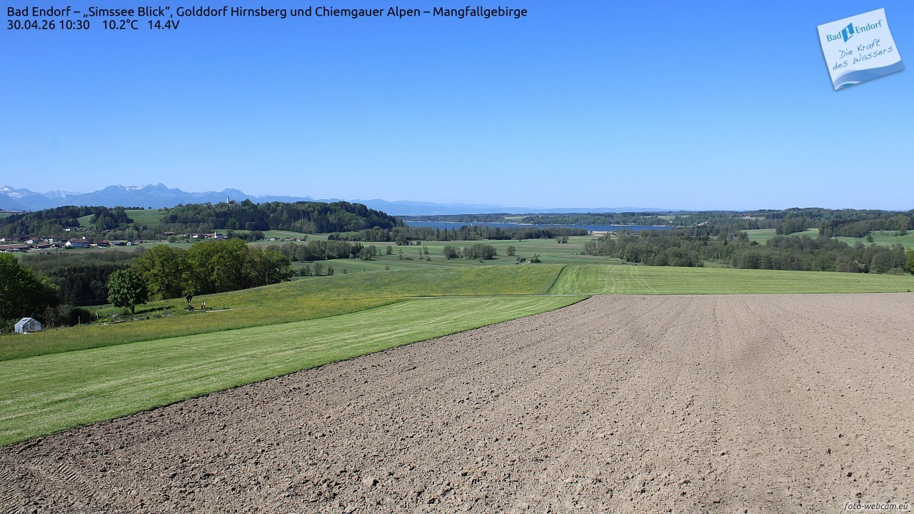 Archiv Foto Webcam Bad Endorf - Blick über den Simssee auf Wendelstein