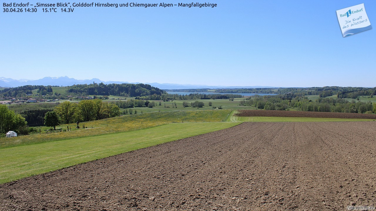 Archiv Foto Webcam Bad Endorf - Blick über den Simssee auf Wendelstein