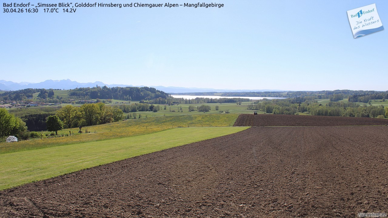 Archiv Foto Webcam Bad Endorf - Blick über den Simssee auf Wendelstein