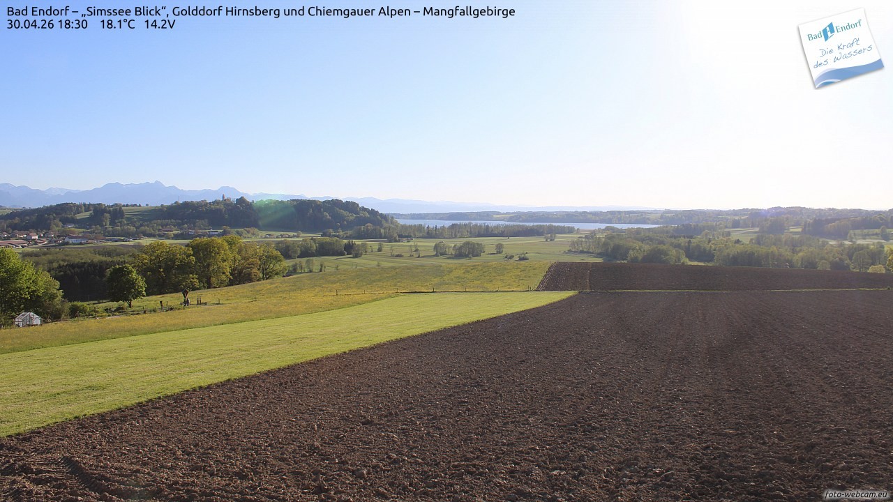 Archiv Foto Webcam Bad Endorf - Blick über den Simssee auf Wendelstein