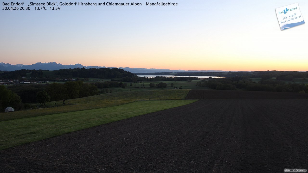 Archiv Foto Webcam Bad Endorf - Blick über den Simssee auf Wendelstein
