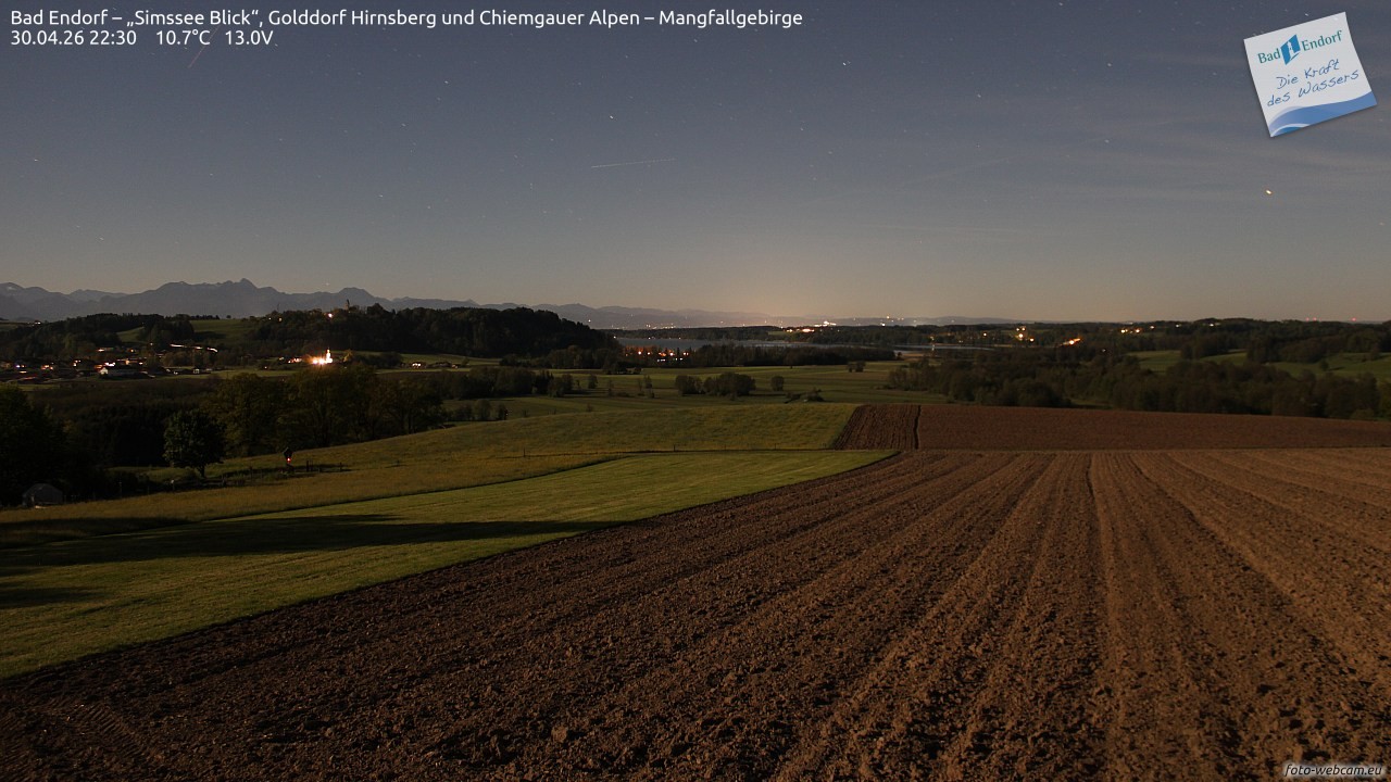 Archiv Foto Webcam Bad Endorf - Blick über den Simssee auf Wendelstein