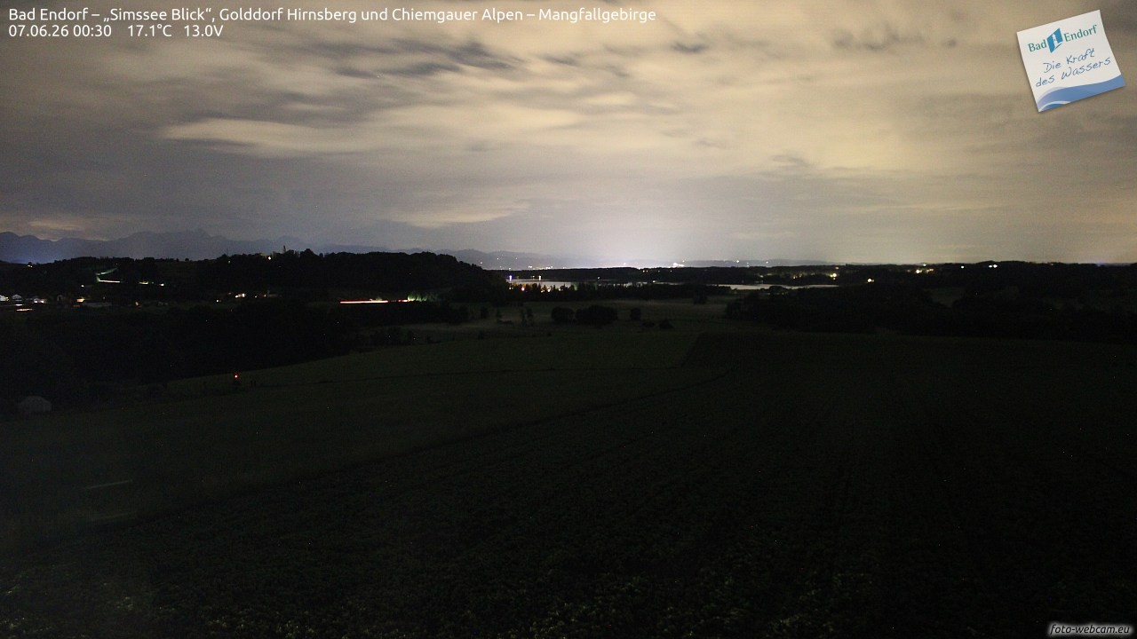 Archiv Foto Webcam Bad Endorf - Blick über den Simssee auf Wendelstein