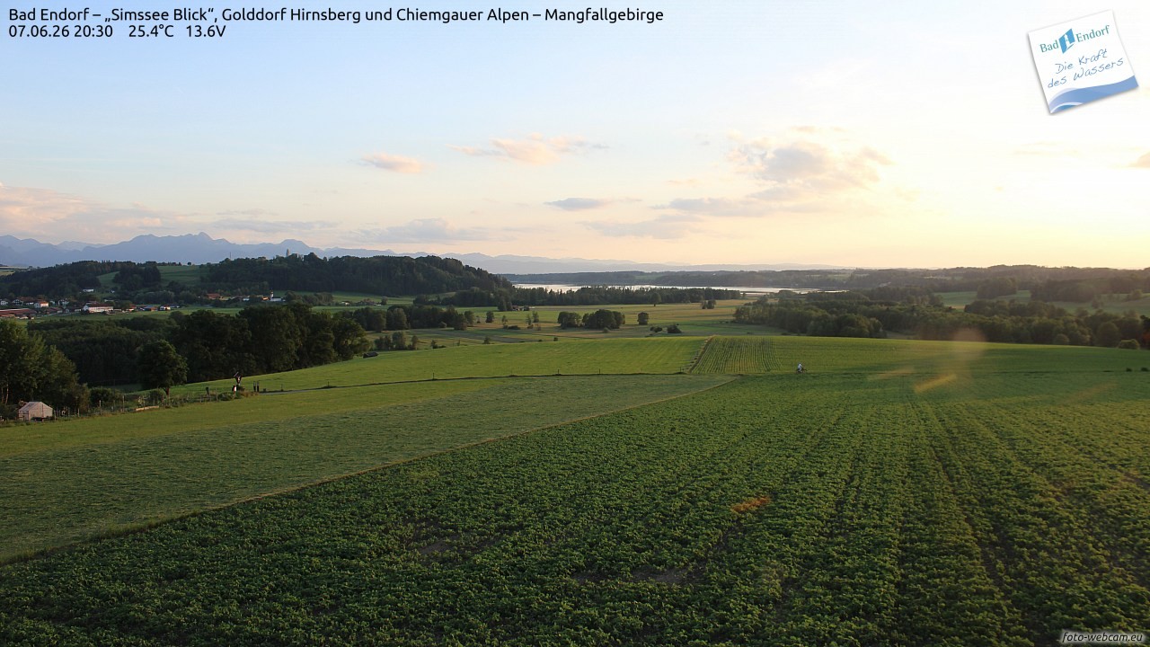 Archiv Foto Webcam Bad Endorf - Blick über den Simssee auf Wendelstein