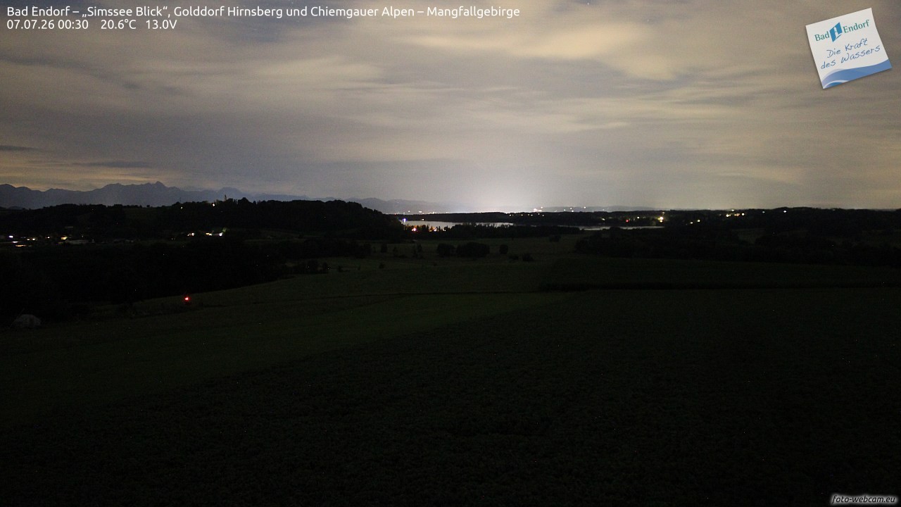 Archived image Webcam Bad Endorf - Simssee - View to Wendelstein