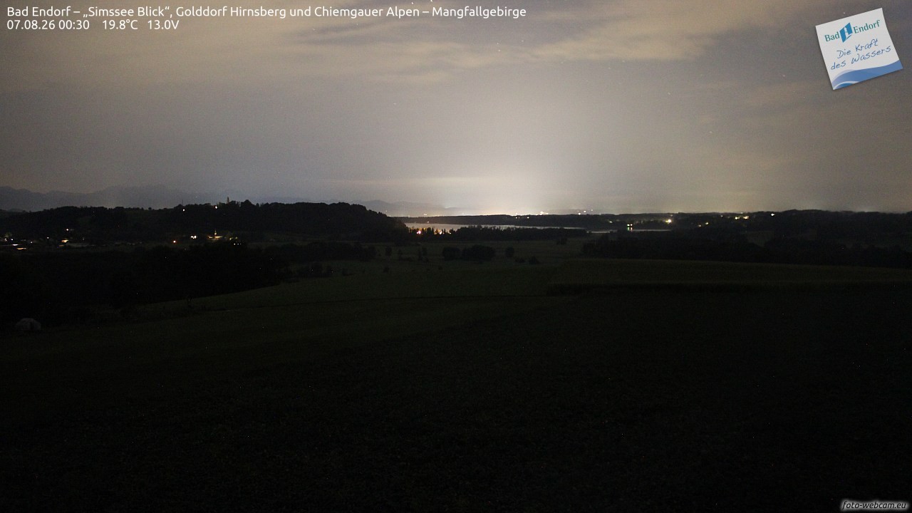 Archived image Webcam Bad Endorf - Simssee - View to Wendelstein
