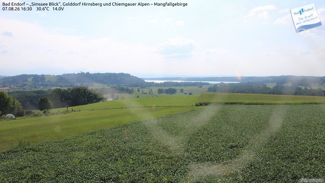 Archived image Webcam Bad Endorf - Simssee - View to Wendelstein