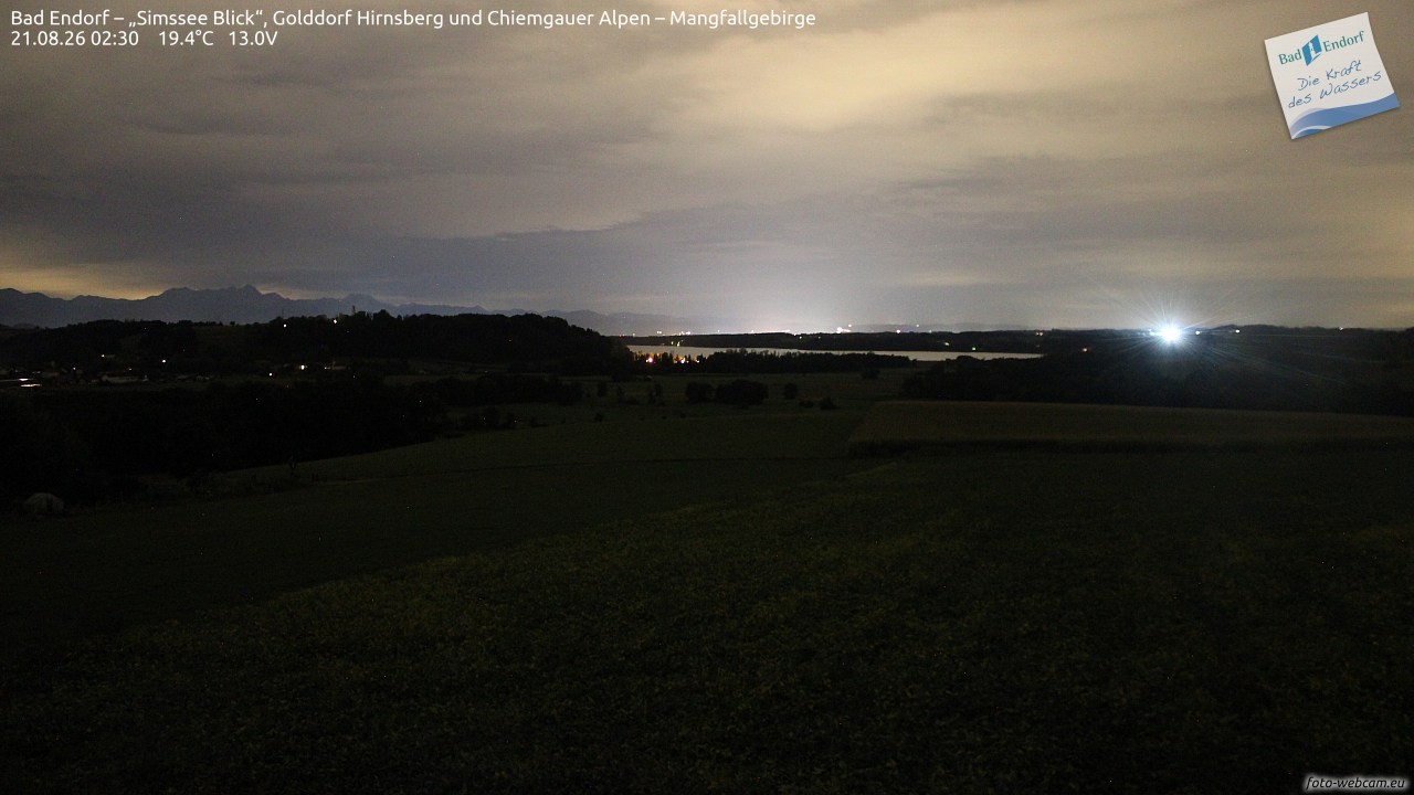 Archived image Webcam Bad Endorf - Simssee - View to Wendelstein