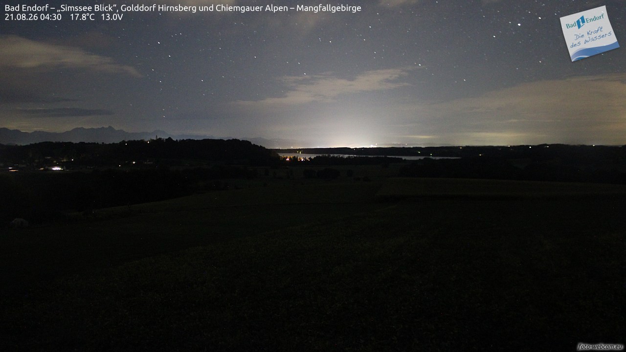 Archived image Webcam Bad Endorf - Simssee - View to Wendelstein