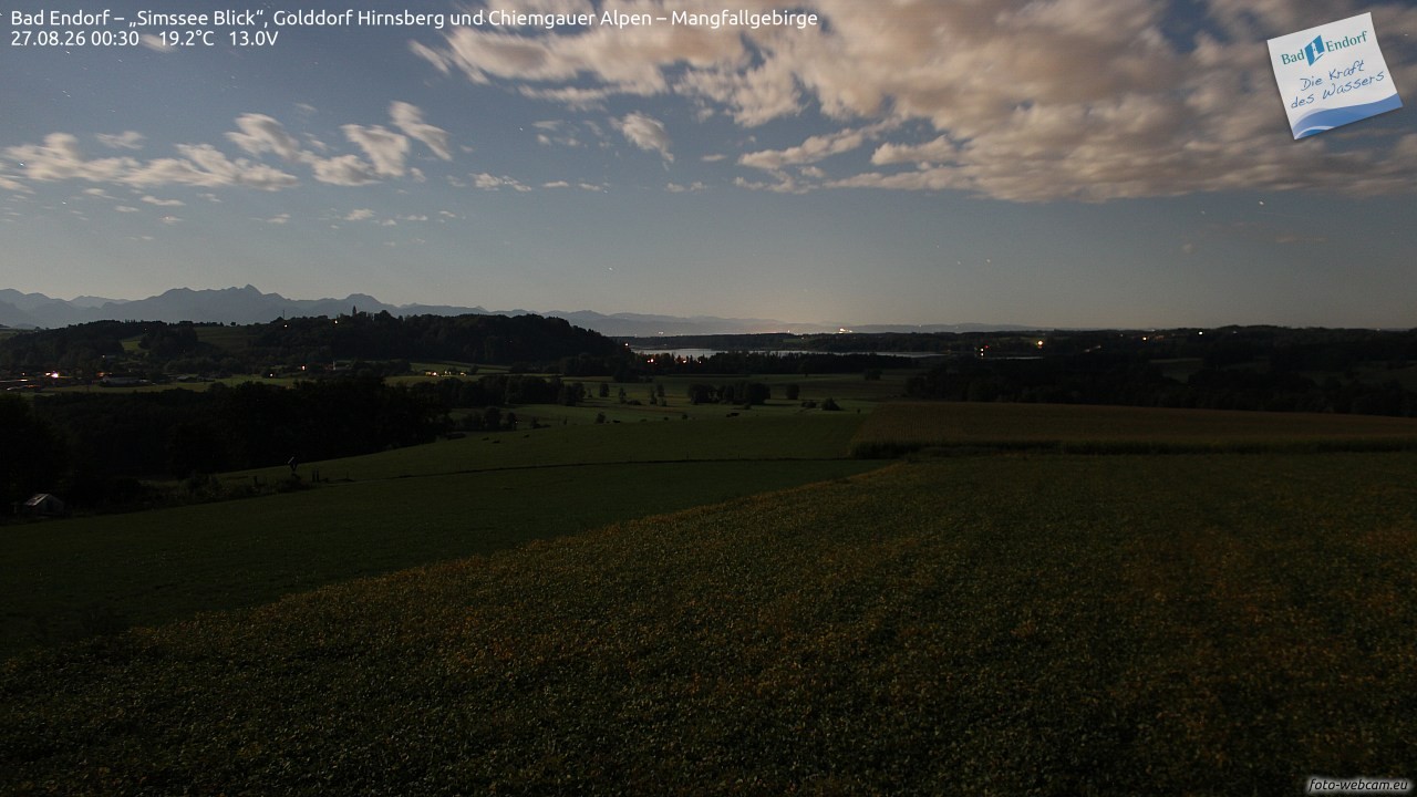 Archiv Foto Webcam Bad Endorf - Blick über den Simssee auf Wendelstein