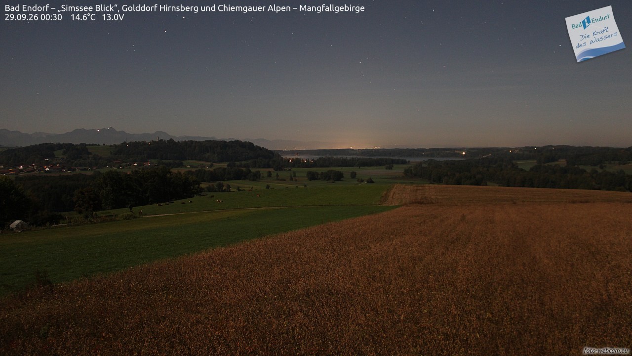 Archived image Webcam Bad Endorf - Simssee - View to Wendelstein