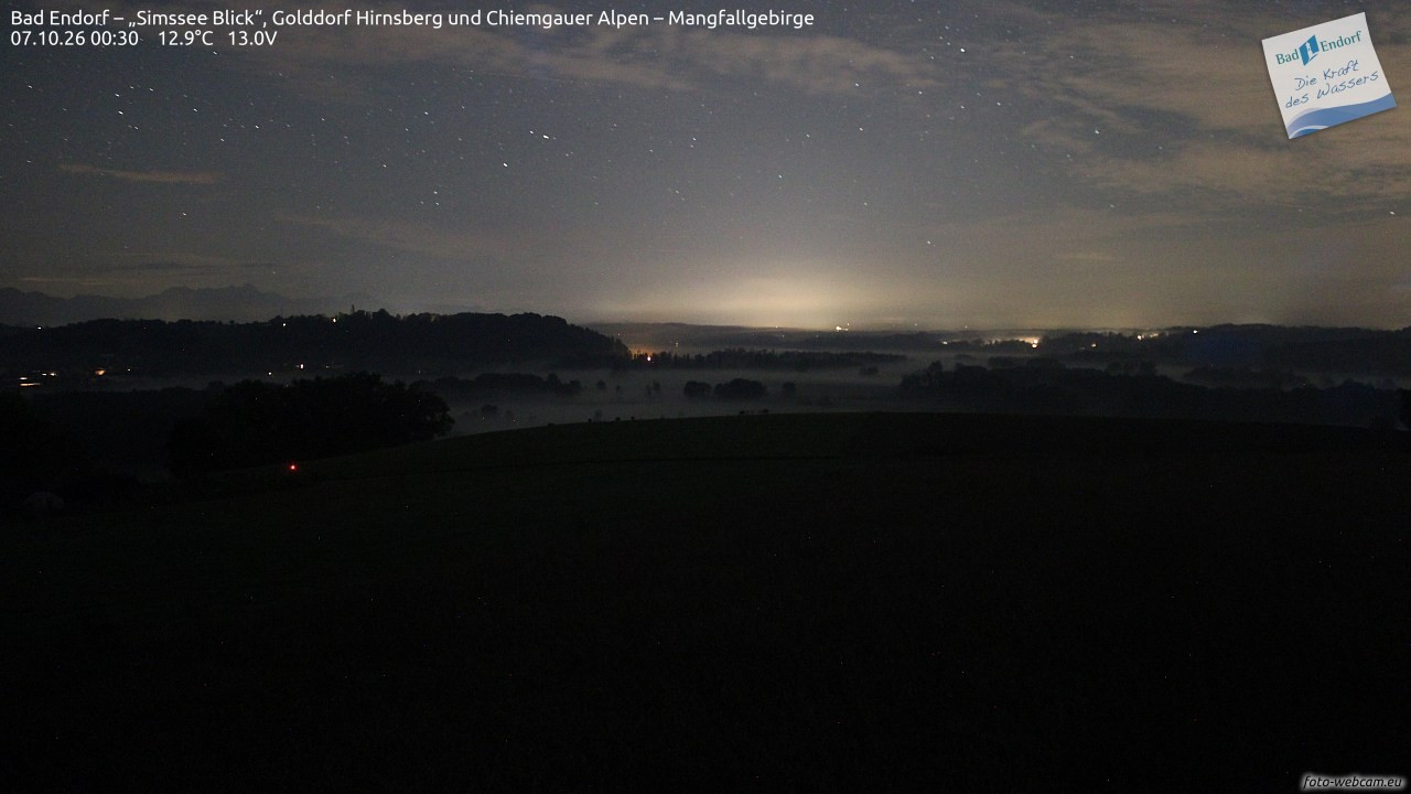 Archived image Webcam Bad Endorf - Simssee - View to Wendelstein