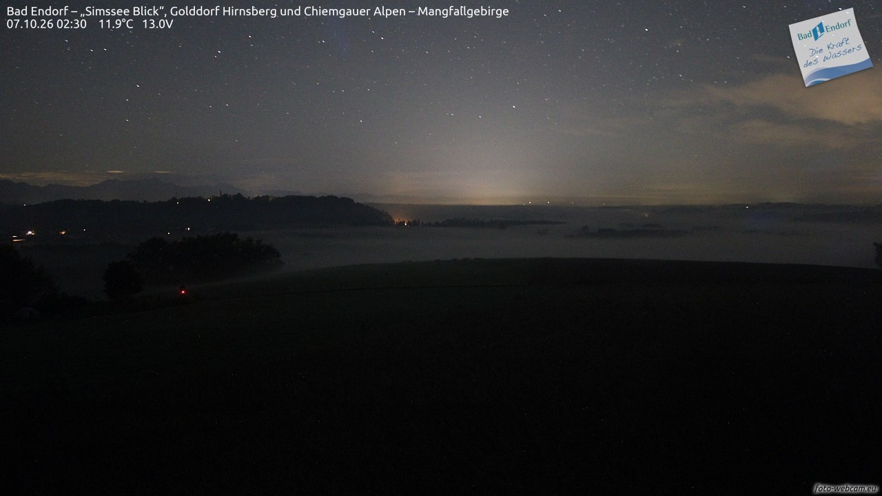 Archived image Webcam Bad Endorf - Simssee - View to Wendelstein