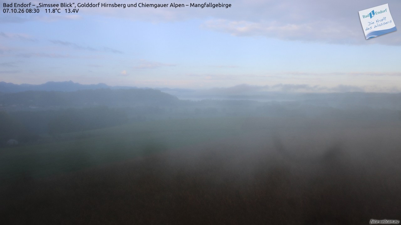 Archived image Webcam Bad Endorf - Simssee - View to Wendelstein