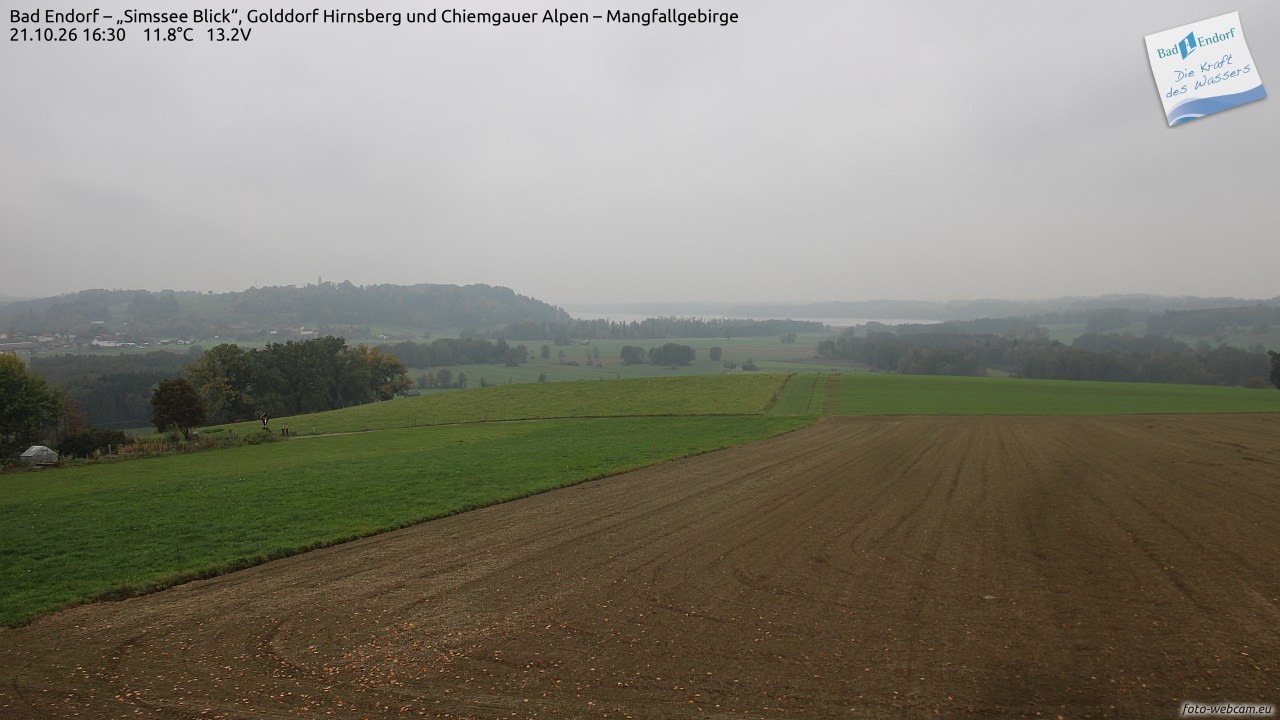 Archived image Webcam Bad Endorf - Simssee - View to Wendelstein
