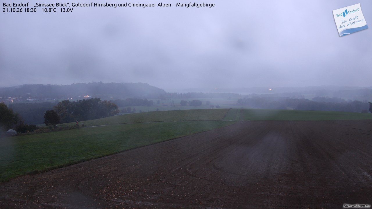 Archived image Webcam Bad Endorf - Simssee - View to Wendelstein