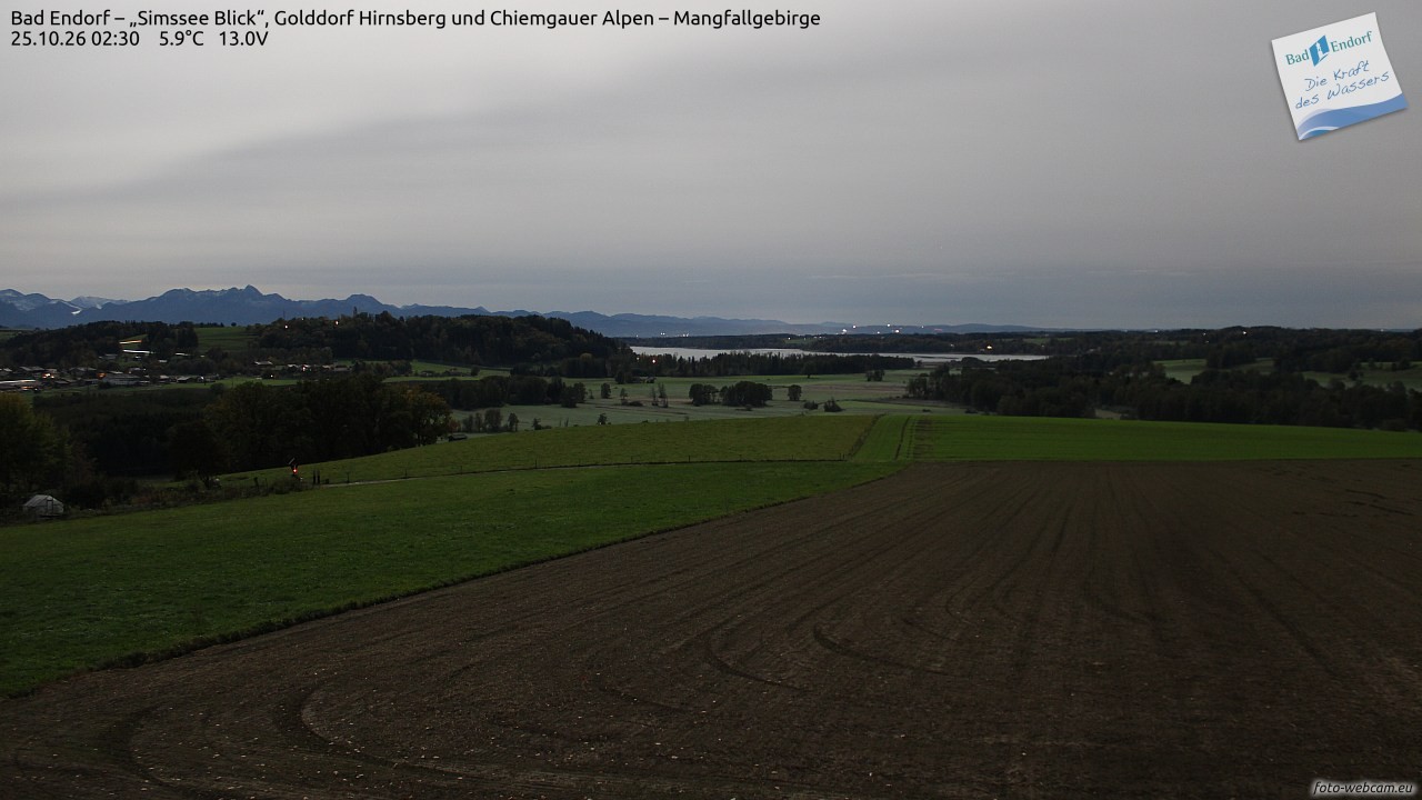 Archived image Webcam Bad Endorf - Simssee - View to Wendelstein