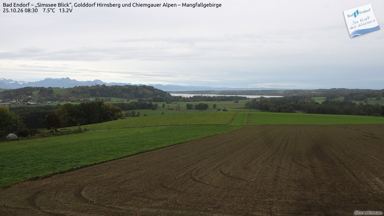 Archived image Webcam Bad Endorf - Simssee - View to Wendelstein
