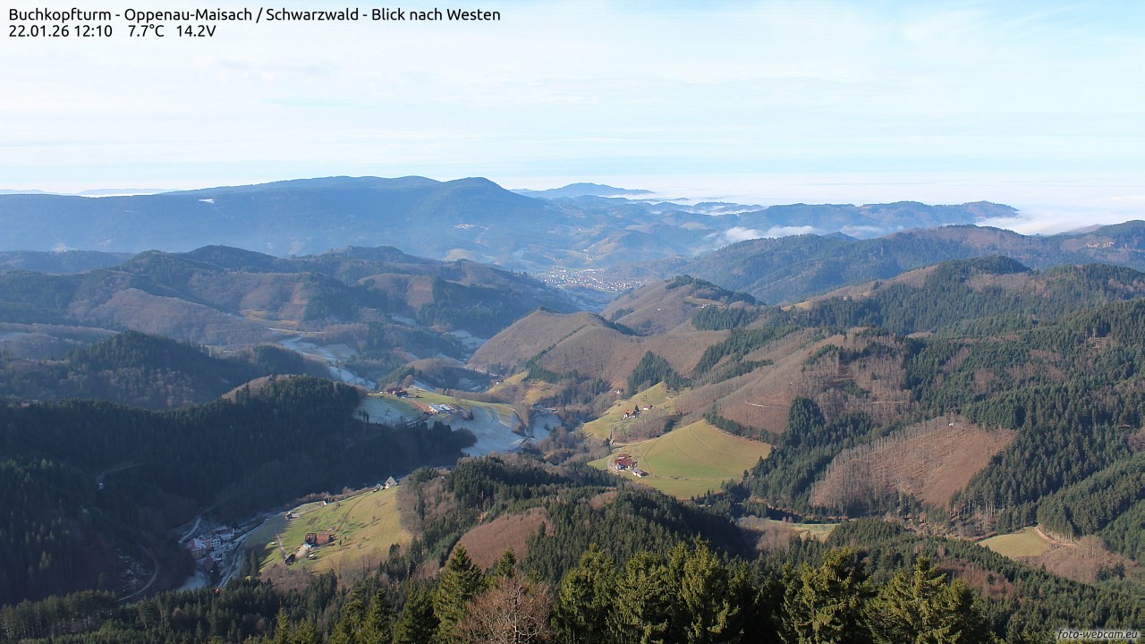 Archiv Foto Webcam Buchkopfturm - Oppenau-Maisach/Schwarzwald - Blick nach Westen