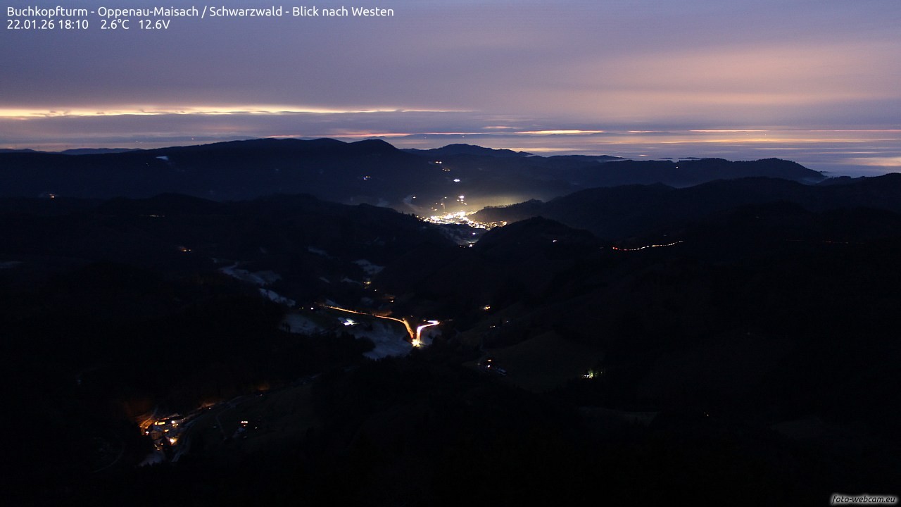 Archiv Foto Webcam Buchkopfturm - Oppenau-Maisach/Schwarzwald - Blick nach Westen