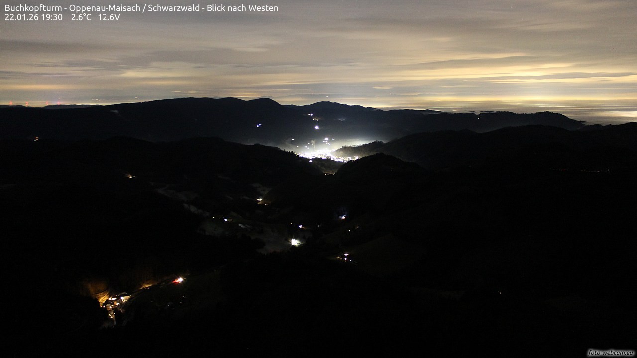 Archiv Foto Webcam Buchkopfturm - Oppenau-Maisach/Schwarzwald - Blick nach Westen