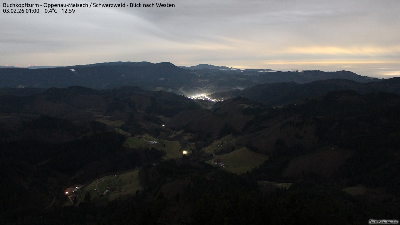 Archiv Foto Webcam Buchkopfturm - Oppenau-Maisach/Schwarzwald - Blick nach Westen
