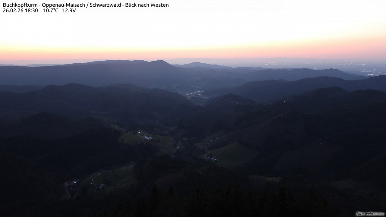 Archiv Foto Webcam Buchkopfturm - Oppenau-Maisach/Schwarzwald - Blick nach Westen