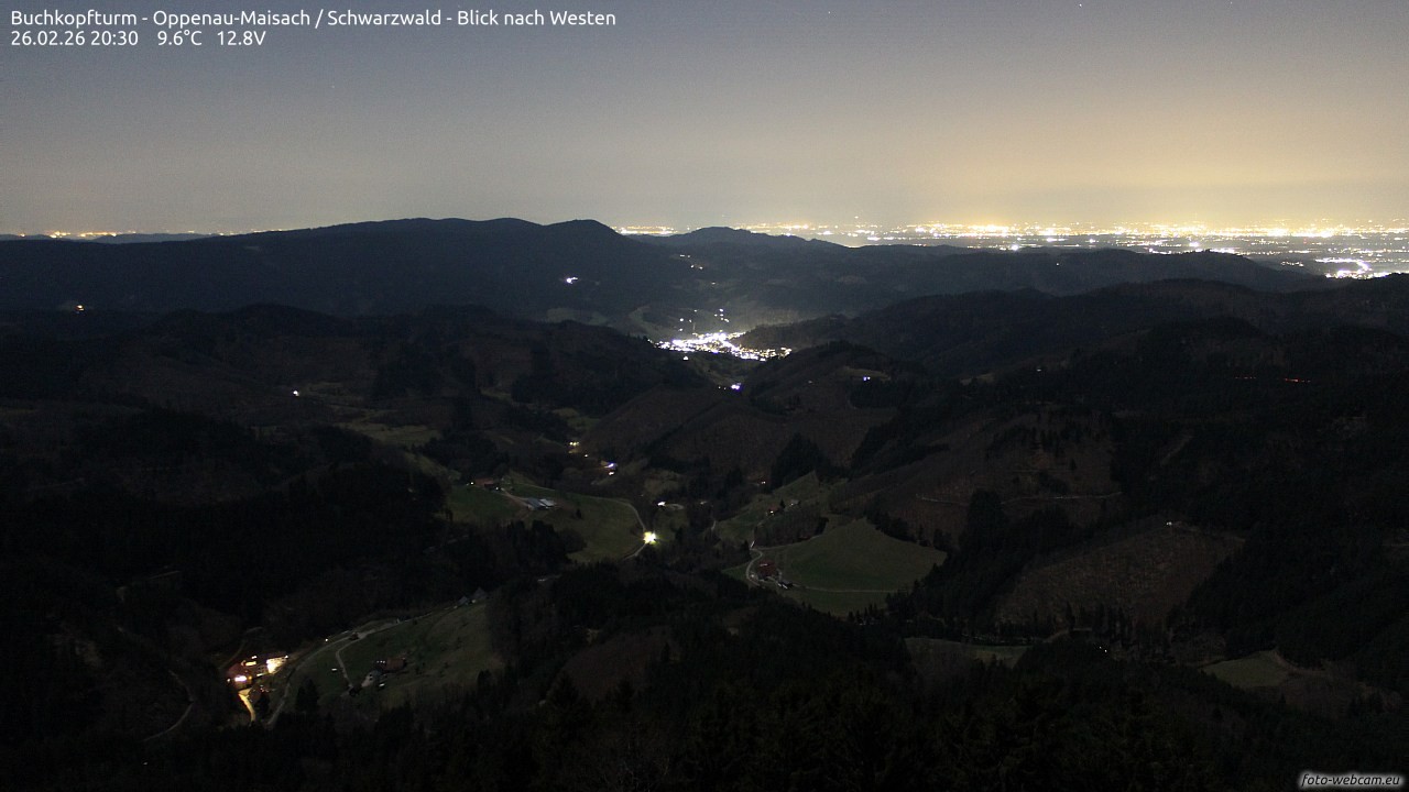 Archived image Webcam Buchkopfturm - Oppenau-Maisach/Black Forest - View to the West