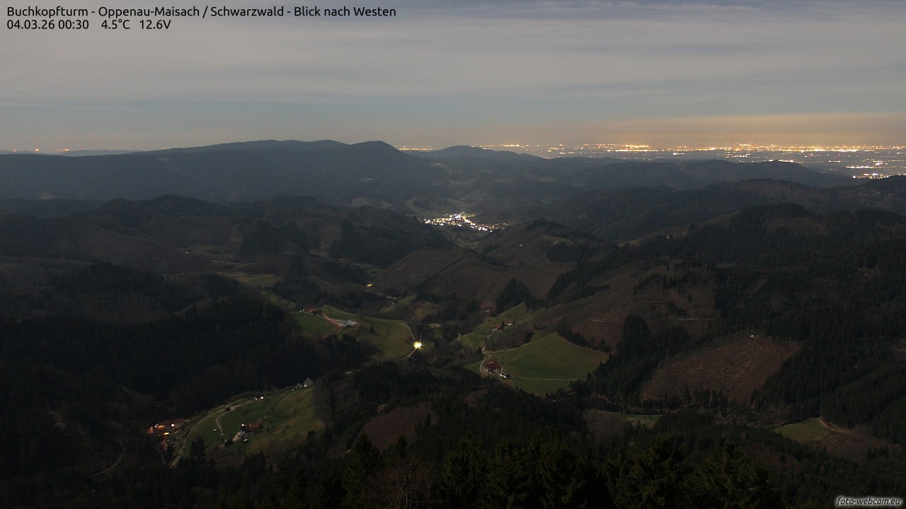 Archiv Foto Webcam Buchkopfturm - Oppenau-Maisach/Schwarzwald - Blick nach Westen