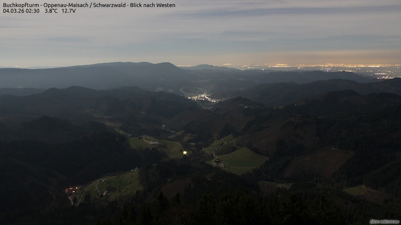 Archiv Foto Webcam Buchkopfturm - Oppenau-Maisach/Schwarzwald - Blick nach Westen