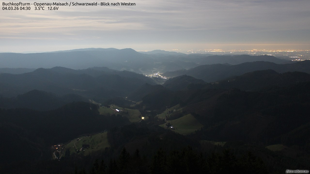 Archiv Foto Webcam Buchkopfturm - Oppenau-Maisach/Schwarzwald - Blick nach Westen