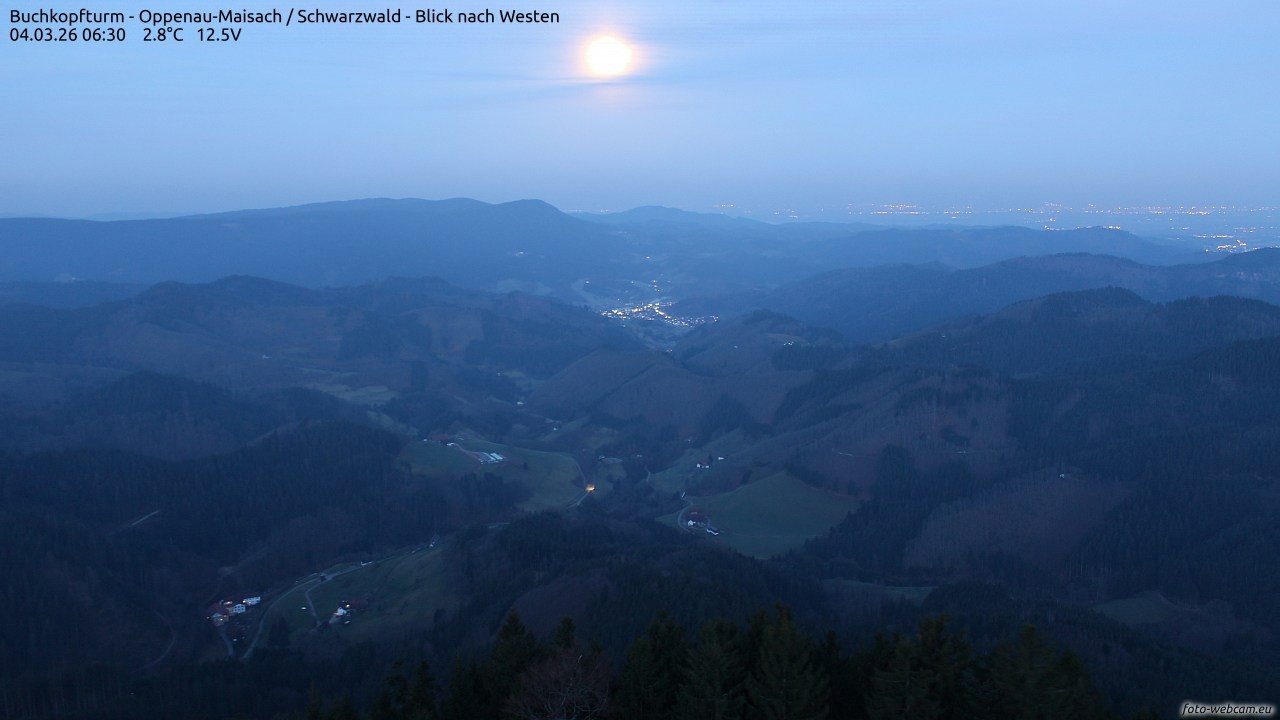 Archiv Foto Webcam Buchkopfturm - Oppenau-Maisach/Schwarzwald - Blick nach Westen