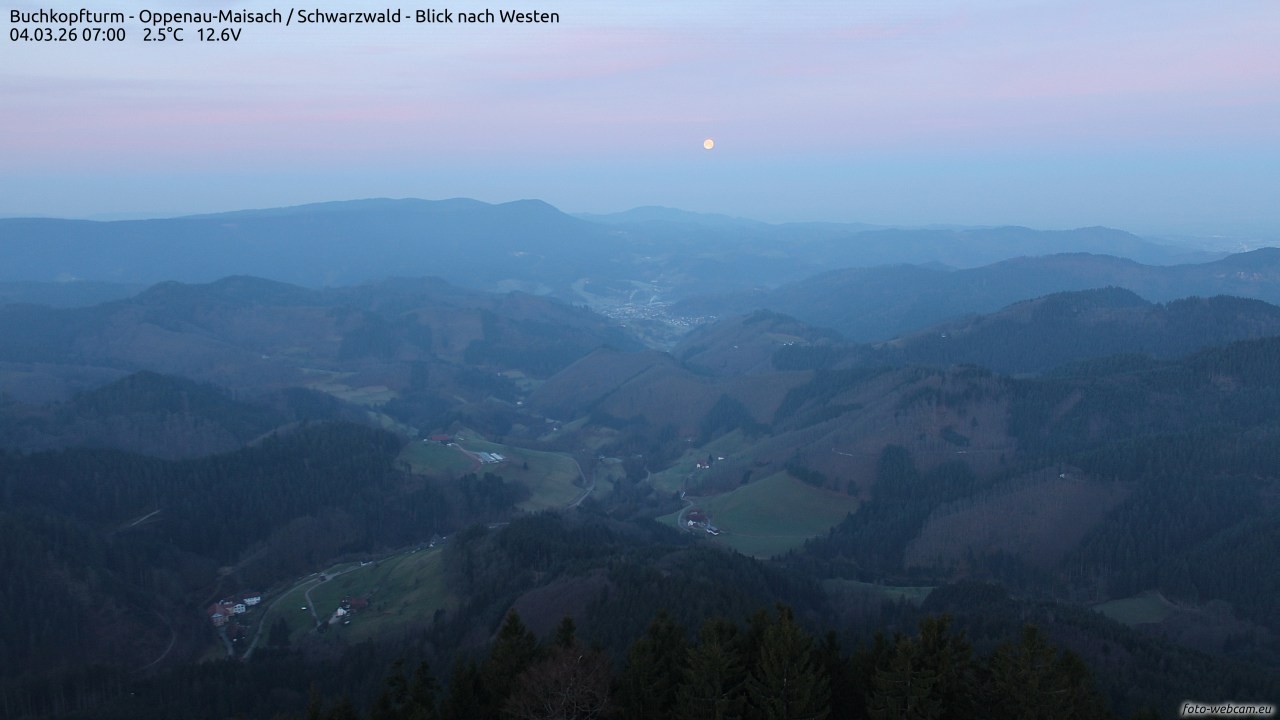 Archiv Foto Webcam Buchkopfturm - Oppenau-Maisach/Schwarzwald - Blick nach Westen