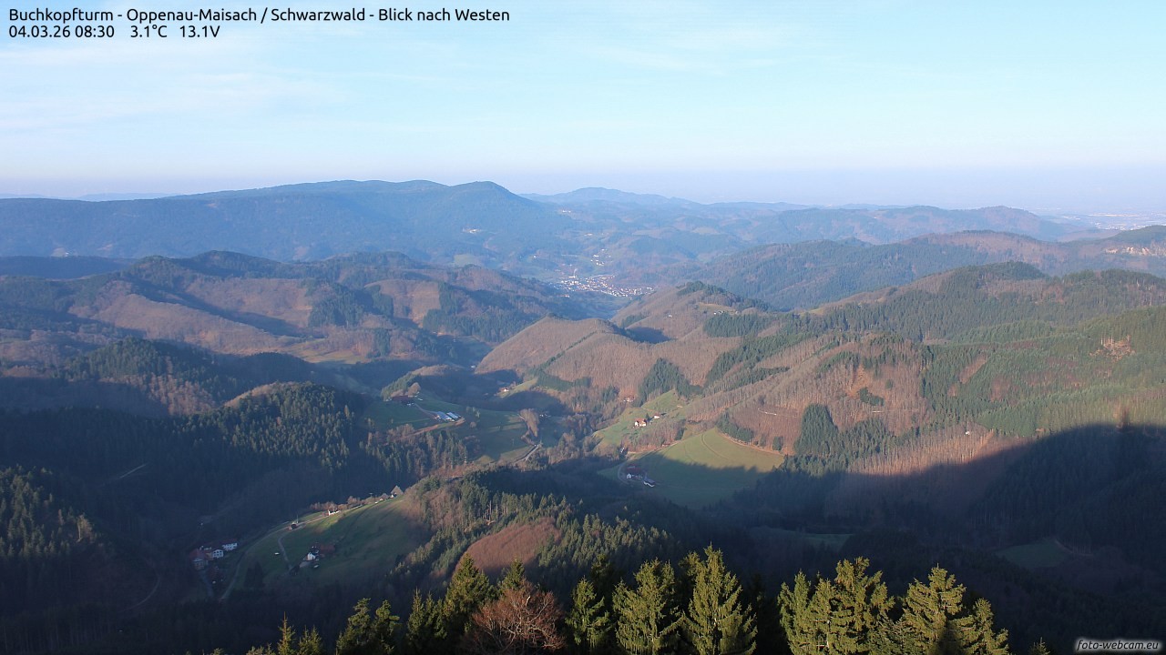 Archiv Foto Webcam Buchkopfturm - Oppenau-Maisach/Schwarzwald - Blick nach Westen