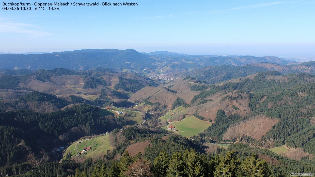 Archiv Foto Webcam Buchkopfturm - Oppenau-Maisach/Schwarzwald - Blick nach Westen