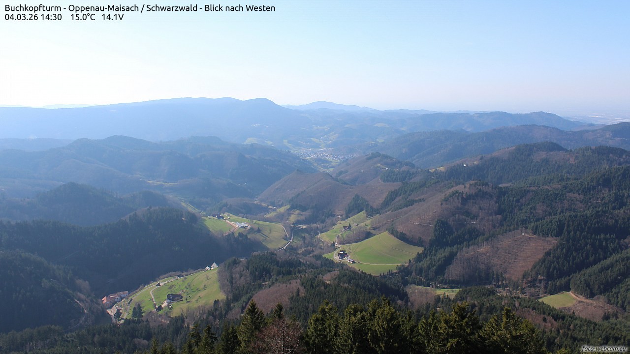 Archiv Foto Webcam Buchkopfturm - Oppenau-Maisach/Schwarzwald - Blick nach Westen