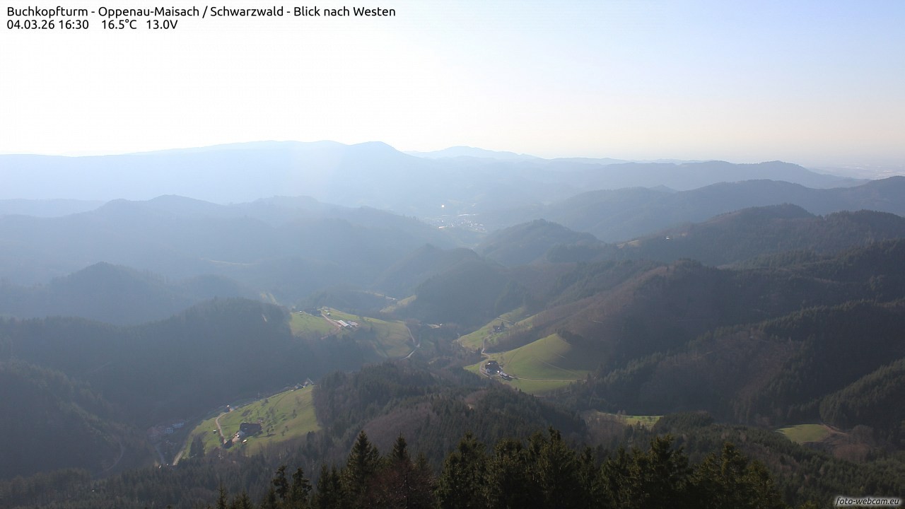 Archiv Foto Webcam Buchkopfturm - Oppenau-Maisach/Schwarzwald - Blick nach Westen