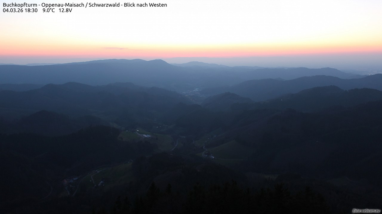 Archiv Foto Webcam Buchkopfturm - Oppenau-Maisach/Schwarzwald - Blick nach Westen