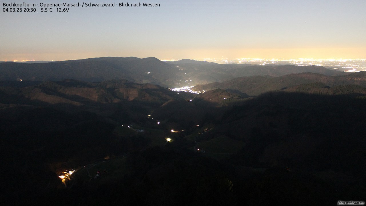 Archiv Foto Webcam Buchkopfturm - Oppenau-Maisach/Schwarzwald - Blick nach Westen