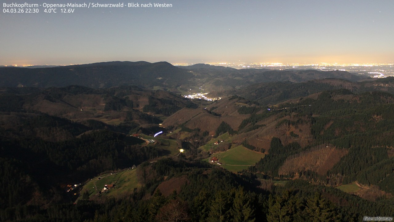 Archiv Foto Webcam Buchkopfturm - Oppenau-Maisach/Schwarzwald - Blick nach Westen