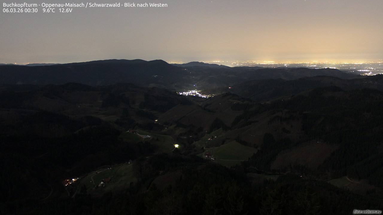 Archiv Foto Webcam Buchkopfturm - Oppenau-Maisach/Schwarzwald - Blick nach Westen
