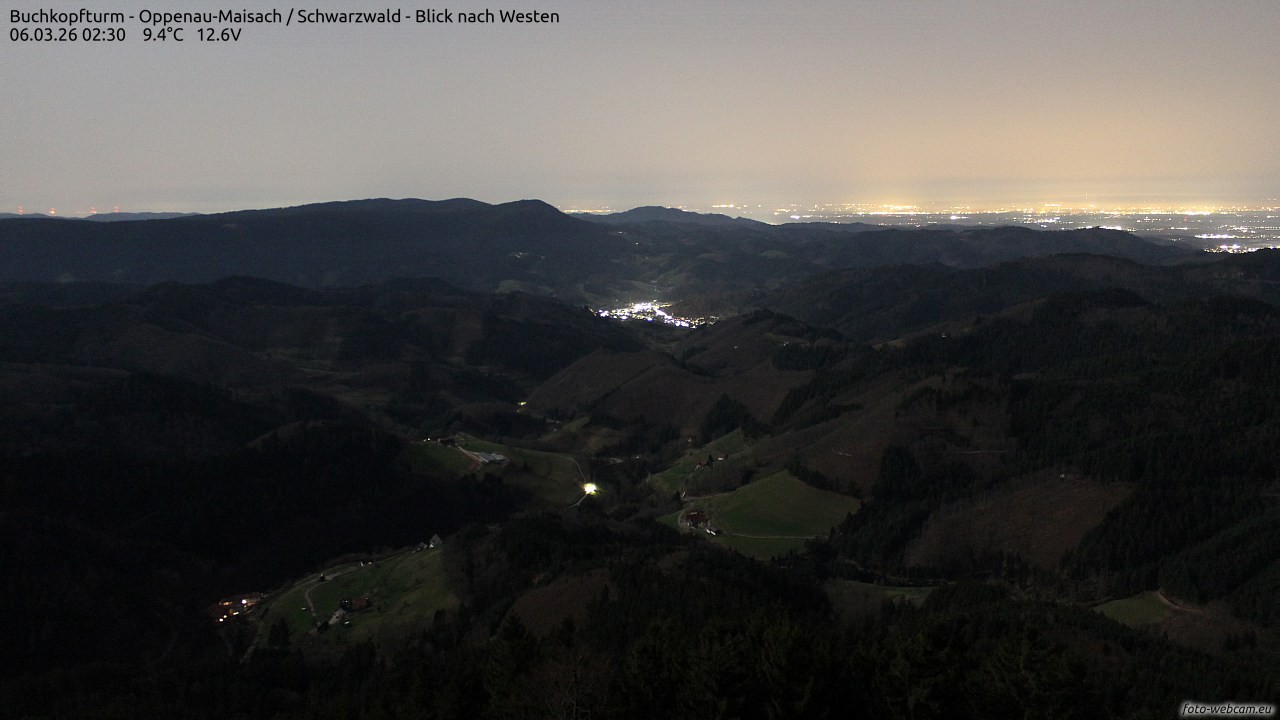 Archiv Foto Webcam Buchkopfturm - Oppenau-Maisach/Schwarzwald - Blick nach Westen