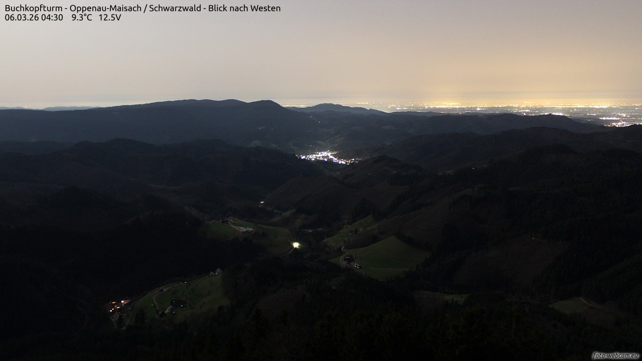Archiv Foto Webcam Buchkopfturm - Oppenau-Maisach/Schwarzwald - Blick nach Westen