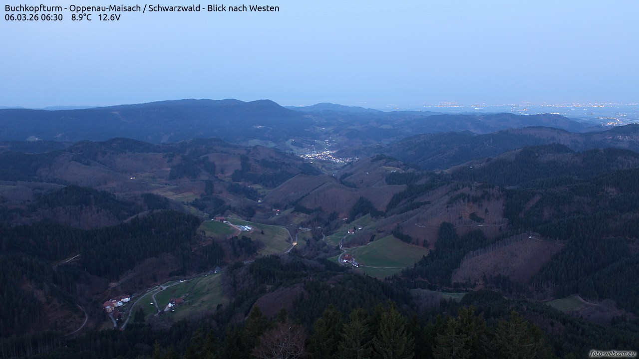 Archiv Foto Webcam Buchkopfturm - Oppenau-Maisach/Schwarzwald - Blick nach Westen