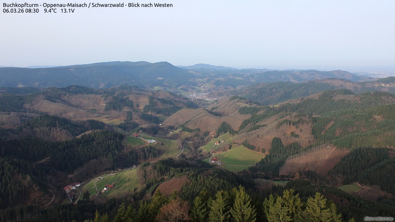 Archiv Foto Webcam Buchkopfturm - Oppenau-Maisach/Schwarzwald - Blick nach Westen